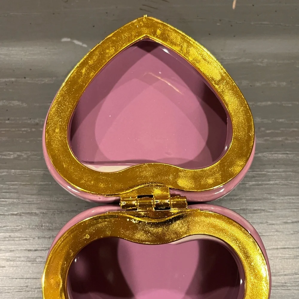 NEW Purple Porcelain Heart Jewelry Trinket Box